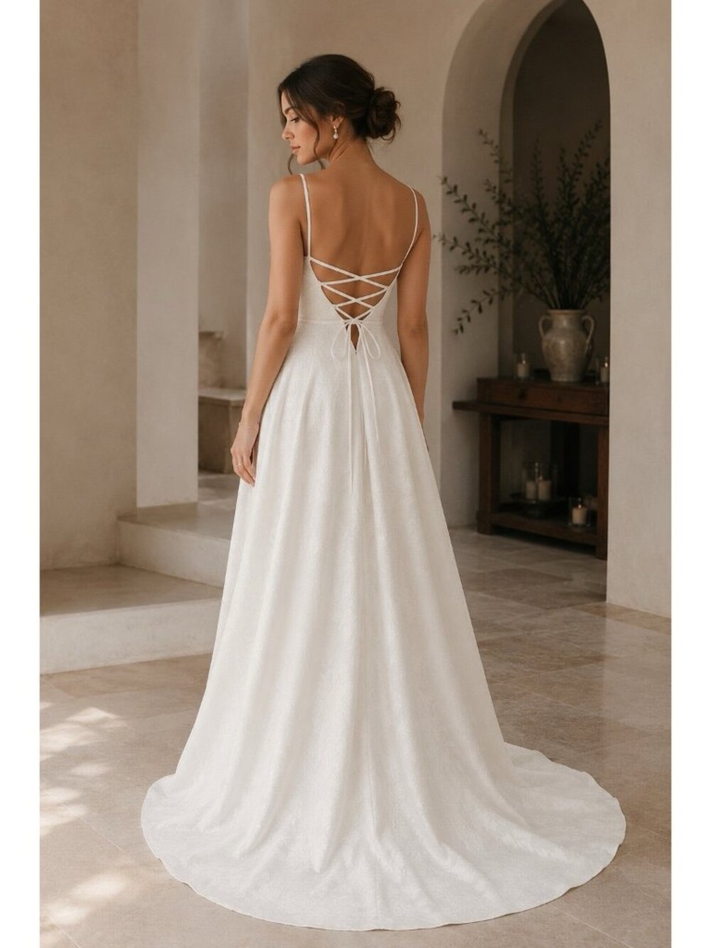 Lulus Arabella Wedding Dress Sz Small White Jacquard Lace Up Back Gown Bridal - Picture 2 of 7